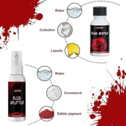 Halloween Makeup Kit med Realistisk Arvoks & Falsk Blod - Letanvendelige Special Effects Sår til Spøgelseshuse, Spøgelsesfestivaler & Teaterforestillinger | Fyndiq