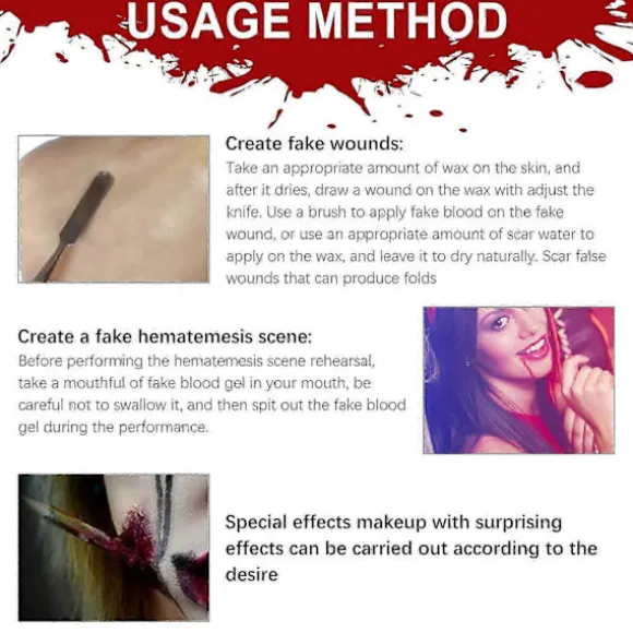 Halloween Makeup Kit med Realistisk Arvoks & Falsk Blod - Letanvendelige Special Effects Sår til Spøgelseshuse, Spøgelsesfestivaler & Teaterforestillinger | Fyndiq