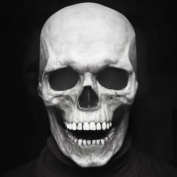 Halloween Maske Bevægelig Kæbe Fuld Hoved Dødningehoved Maske Halloween Dekoration Horror Skræmmende Maske Cosplay Party Dekor 2023 Dødningehoved Hjelm Black | Fyndiq