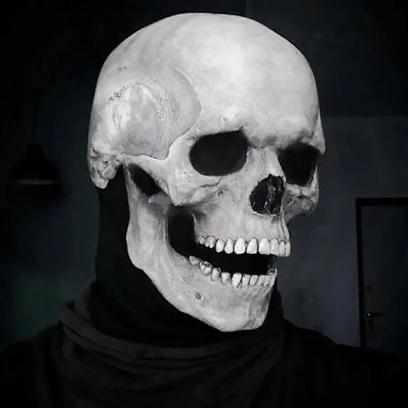 Halloween Maske Bevægelig Kæbe Fuld Hoved Dødningehoved Maske Halloween Dekoration Horror Skræmmende Maske Cosplay Party Dekor 2023 Dødningehoved Hjelm Black | Fyndiq
