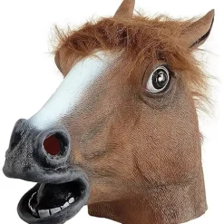 Halloween Maske, Cos Latex Hestehovedmasker, Brun Dyre Party Co