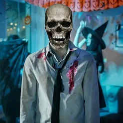 Halloween Maske Fuld Hoved Skull Maske, Realistisk Uhyggelig Maske med Mo