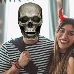 Halloween Maske Fuld Hoved Skull Maske, Realistisk Uhyggelig Maske med Mo