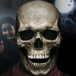Halloween Maske Fuld Hoved Skull Maske, Realistisk Uhyggelig Maske med Mo