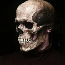 Halloween Maske Fuld Hoved Skull Maske, Realistisk Uhyggelig Maske med Mo