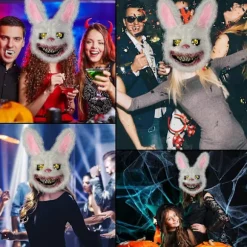 Halloween Maske Gyser Kanin Maske, Skræmmende Halloween Maske til Voksne Børn, Sjov Kanin Maske til Halloween Kostume, Karneval Fest, Cosplay Maskerade | Fyndiq