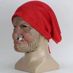 Halloween maske, Halloween gammel bedstemor latex maske med tørklæde, H
