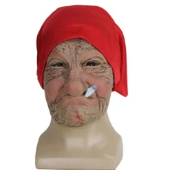 Halloween maske, Halloween gammel bedstemor latex maske med tørklæde, H