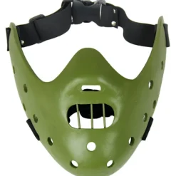 Halloween Maske Hannibal Lecter Maske Skræmmende Halloween Rollespil Realistisk Gyser Morder Maske Halv Ansigt Hovedbeklædning Harpiks green
