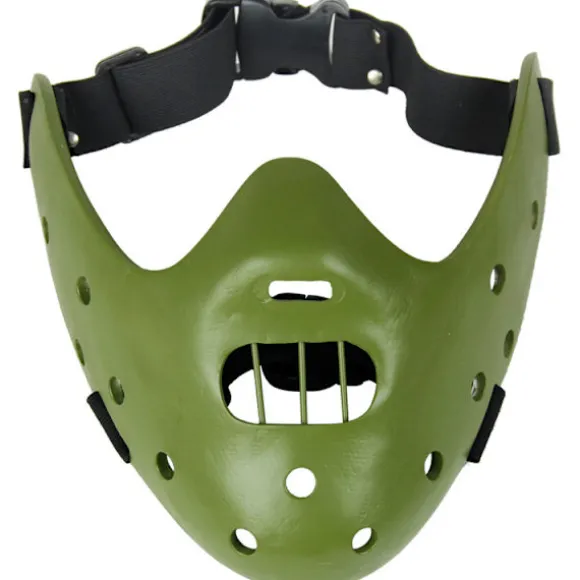 Halloween Maske Hannibal Lecter Maske Skræmmende Halloween Rollespil Realistisk Horror Morder Maske Halvt Ansigt Hovedbeklædning Harpiks-FY Brown