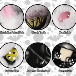 Halloween Maske Horror Kanin Maske, Skræmmende Halloween Maske til Voksne Børn, Sjov Kanin Maske til Halloween Kostume, Karneval Fest, Cosplay Maskerade | Fyndiq