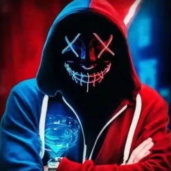 Halloween Maske LED Glow Maske Elektrisk Tråd Lys Op The Purge Film Kostume Lys Halloween Fest Grøn grøn green