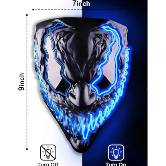 Halloween Maske LED Lys Op Maske til Voksne Børn, Unik Neon Glød Masker med Mørke og Onde Glødende Øjne, Iøjnefaldende Truende Cool Halloween Kostume | Fyndiq