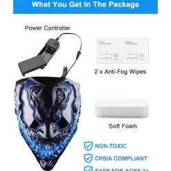 Halloween Maske LED Lys Op Maske til Voksne Børn, Unik Neon Glød Masker med Mørke og Onde Glødende Øjne, Iøjnefaldende Truende Cool Halloween Kostume | Fyndiq