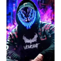 Halloween Maske LED Lys Op Maske til Voksne Børn, Unik Neon Glød Masker med Mørke og Onde Glødende Øjne, Iøjnefaldende Truende Cool Halloween Kostume | Fyndiq