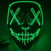 Halloween Maske, LED Lysende Purge Maske, Purge Maske Kostume, Halloween Masker Kostume til Mænd Kvinder Børn (stemmestyret)(Grøn)
