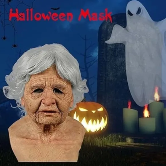 Halloween Maske Realistisk Gammel Mand Maske Uhyggelig Menneskelig Latex Maske, Scary Wrinkle Maske Halloween Cosplay Kostume Maske Fest Rekv.