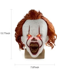 Halloween Maske Skræmmende Pennywise Skræmmende klovn Helansigt Horror Kostume Fest Ferie Cosplay Dekoration Rekvisitter Voksen