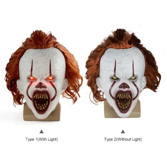 Halloween Maske Skræmmende Pennywise Skræmmende klovn Helansigt Horror Kostume Fest Ferie Cosplay Dekoration Rekvisitter Voksen