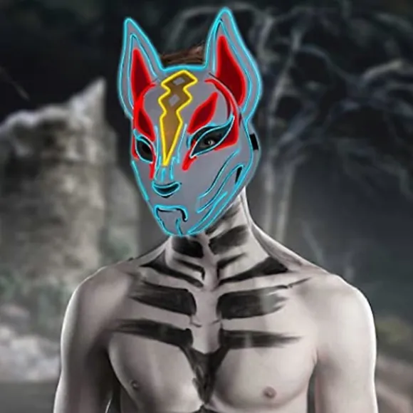 Halloween Masker - Fox Drift Maske - LED maske - Lysende maske kompatibel med Halloween Cosplay Spil Festrekvisitter Maske kompatibel med Mand Kvinde Drenge Gi | Fyndiq