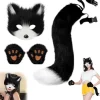 Halloween maskesæt med kat, ræv og ulv, pels kostume, rævekostume, cosplay kostume, Halloween, rævehale cosplay, Halloween rævemaske{azc}