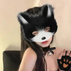 Halloween maskesæt med kat, ræv og ulv, pels kostume, rævekostume, cosplay kostume, Halloween, rævehale cosplay, Halloween rævemaske{azc}
