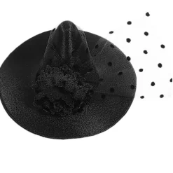 Halloween Mesh Heks Hat Hat Heks Prom Dekoration Rekvisitter Børn Voksen Hår Hat (Medium, Sort)