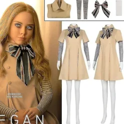 Halloween M3gan Thriller Film Cosplay Kostume Fuld Sæt Til Kvinder Megan Ai Dukke Robotter Kjole Sløjfe Strømpebukser Hånd Ærmer Rolle Spil Outfits -a 2XL | Fyndiq