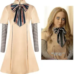 Halloween M3gan Thriller Film Cosplay Kostume Fuld Sæt Til Kvinder Megan Ai Dukke Robotter Kjole Sløjfe Strømpebukser Hånd Ærmer Rolle Spil Outfits -a 2XL | Fyndiq