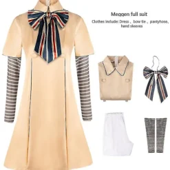 Halloween M3gan Thriller Film Cosplay Kostume Fuld Sæt Til Kvinder Megan Ai Dukke Robotter Kjole Sløjfe Strømpebukser Hånd Ærmer Rolle Spil Outfits -a 2XL | Fyndiq