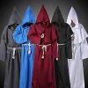 Halloween Middelalder Munkekostume Kåbe Munk Troldmand Præst Cosplay Kostume (XL Grå)