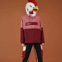 Halloween Nyhed Kostumefest Latex Dyrehoved Maske Hane Cosplay Rekvisit, Gul og Hvid