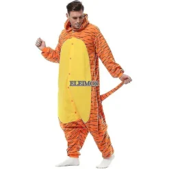 Halloween Onesie Tegneserie Tiger Pyjamas Til Voksne Kvinder Mænd Dyr Kigurumis Pyjamas Hjemmetøj Julekostume Festkostume Xxl XXL