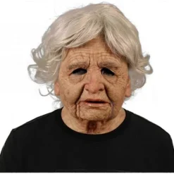 Halloween realistisk hovedbeklædning gammel kvinde rynket latex fuld ansigtsmaskerade halloween