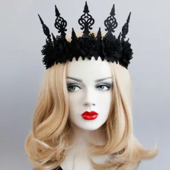 Halloween Rose Gothic Garland Crown Hovedbånd til Kvinder, Pige, Voksne Witcher Makeup Hår Tilbehør