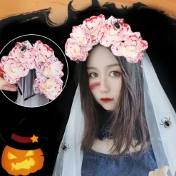 Halloween Rose Slør Demon Halloween Dekoration Fest Udklædning Rekvisitter