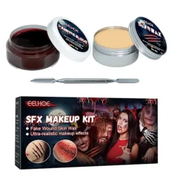 Halloween Scar Wax Fake Blood Gel Kit Makeup Hudvax Specialeffekter Halloween Scene Falsk sårgjutning ärr med spatel