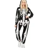 Halloween Skelet Kostume til Kvinder - Komfortabel og Simpel Voksen Jumpsuit Bodysuit - Print foran og bagpå med Lynlås{AZC}