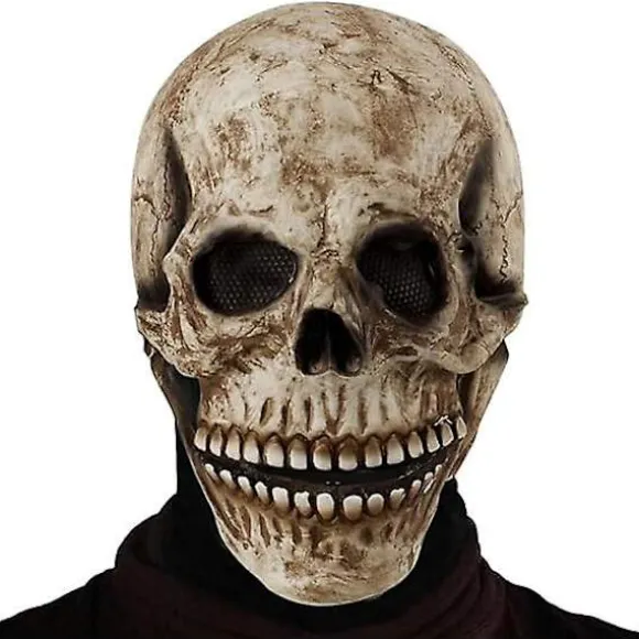 Halloween Skelet Maske, Uhyggelig Halloween Fuld Hoved Skalle Maske med Bevægelig Kæbe, 3D Halloween Masker til Mænd Cosplay Universal Voksenstørrelse | Fyndiq