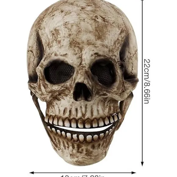 Halloween Skelet Maske, Uhyggelig Halloween Fuld Hoved Skalle Maske med Bevægelig Kæbe, 3D Halloween Masker til Mænd Cosplay Universal Voksenstørrelse | Fyndiq