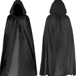 Halloween Sort Hætte Kappe Høstmands Kappe Sort Djævlekappe Cosplay Bal Maskerade Halloween Maskerade Voksne Børn Kostume (er 180cm)_ma