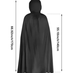 Halloween Sort Hætte Kappe Høstmands Kappe Sort Djævlekappe Cosplay Bal Maskerade Halloween Maskerade Voksne Børn Kostume (er 180cm)_ma