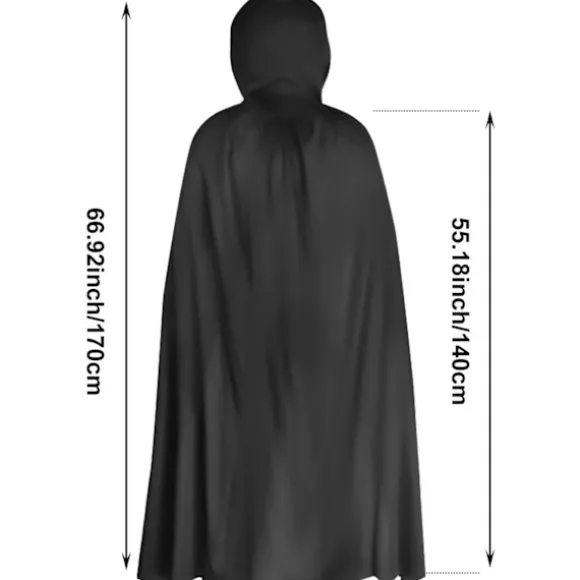 Halloween Sort Hætte Kappe Høstmands Kappe Sort Djævlekappe Cosplay Bal Maskerade Halloween Maskerade Voksne Børn Kostume (er 180cm)_ma