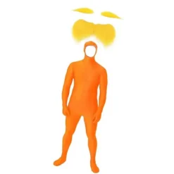 Halloween Tangerine Kostume Tilbehør Falsk Overskæg Skæg og Gule Øjenbryn Åben Ansigt Bodysuit til Cosplay Fest - DSW Children 140CM