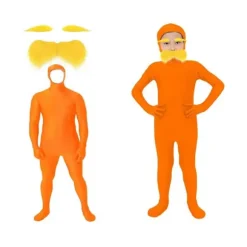 Halloween Tangerine Kostume Tilbehør Falsk Overskæg Skæg og Gule Øjenbryn Åben Ansigt Bodysuit til Cosplay Fest - DSW Children 140CM