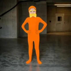 Halloween Tangerine Kostume Tilbehør Falsk Overskæg Skæg og Gule Øjenbryn Åben Ansigt Bodysuit til Cosplay Fest - DSW Children 140CM