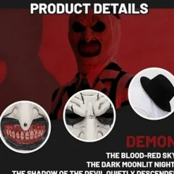 Halloween Terrifier Maske Klovnemaske Skræmmende Joker Kostume Halloween Horror Krybende Maske til Voksne Mænd Kvinder
