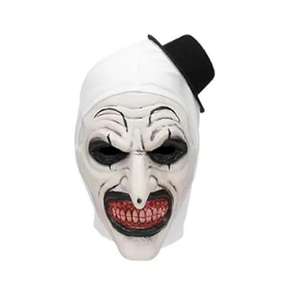Halloween Terrifier Maske Klovnmaske Gyser Joker Kostume Halloween Horror Krybende Maske til Voksne Mænd Kvinder White