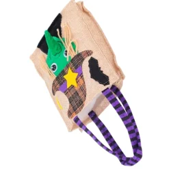 Halloween Tote Taske Gunny Klud med Håndtag 4 Mønstre Thanksgiving Tasker til Trick Treat Opbevaring Hexe