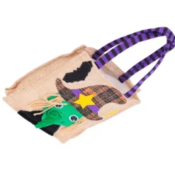 Halloween Tote Taske Gunny Klud med Håndtag 4 Mønstre Thanksgiving Tasker til Trick Treat Opbevaring Hexe